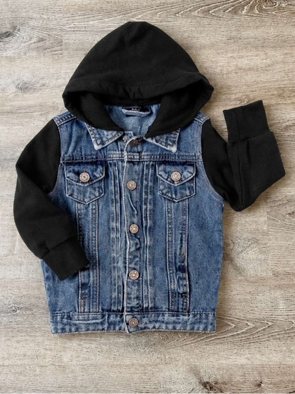 Little Bipsy Denim Jacket Hoodie Toddler Baby Blue Black NWT 3-6 Month